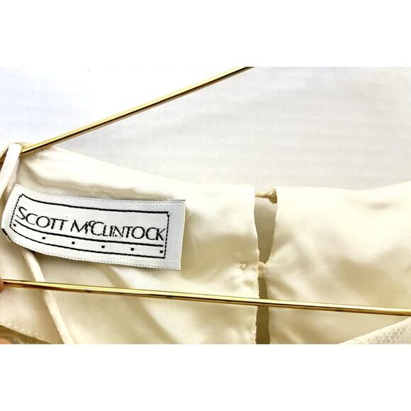 Scott McClintock Ivory Lace Satin Victorian Prairie Wedding Dress Sz S Vintage - Picture 6 of 15